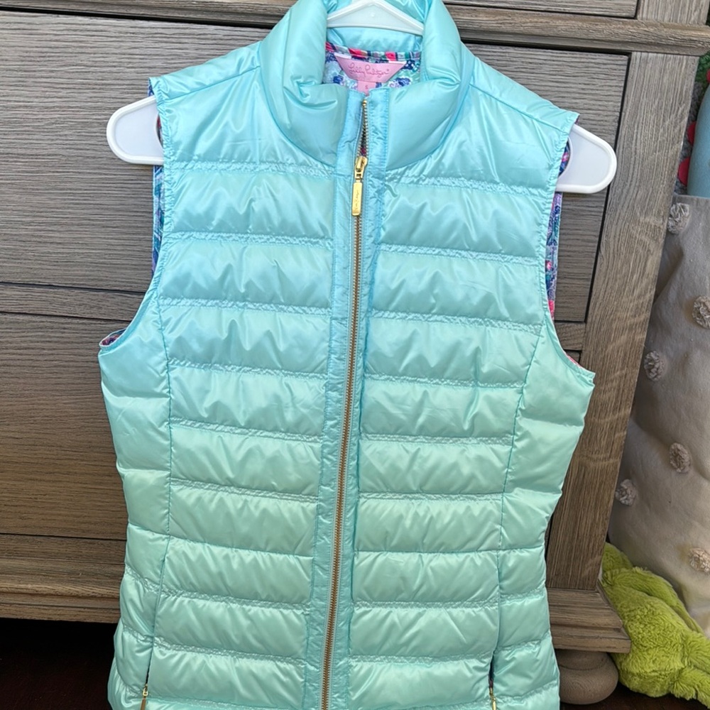Lilly Pulitzer Aqua Puffer Vest